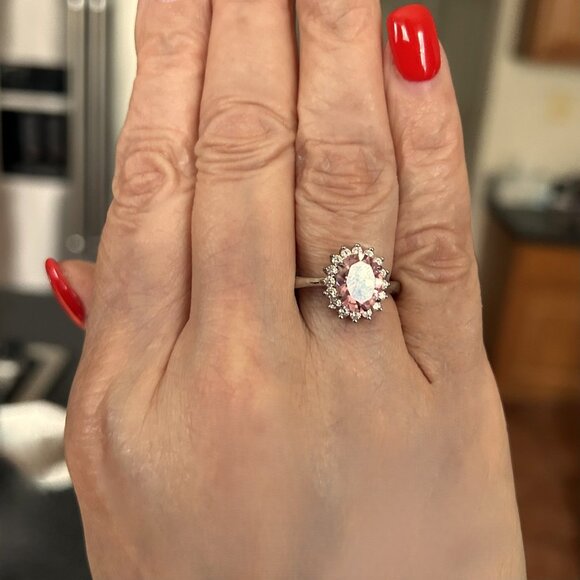 New STERLING SILVER .925 Pink Oval Cz Ring Size 8 💍 - Picture 4 of 6